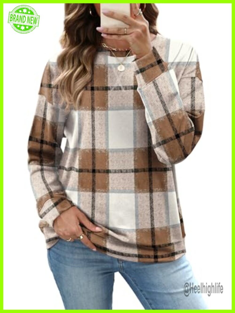 Crew Neck Sweatshirt Long Sleeve Pullover Relaxed Fit Women's Casual Top